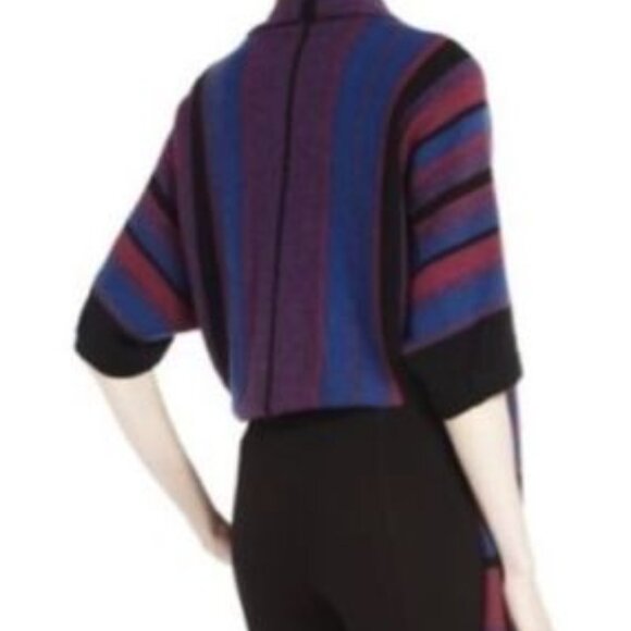 NEW BCBG MAX AZRIA Gaby Sz S Open Cardigan Dropped Back Pockets Multi Striped - Picture 3 of 12